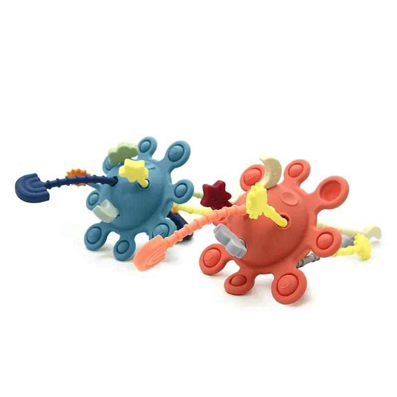 Baby Teething Toy Sensory String Teether Silicone Baby Montessori Early Education Toys Silicone Pull String Activity Toy