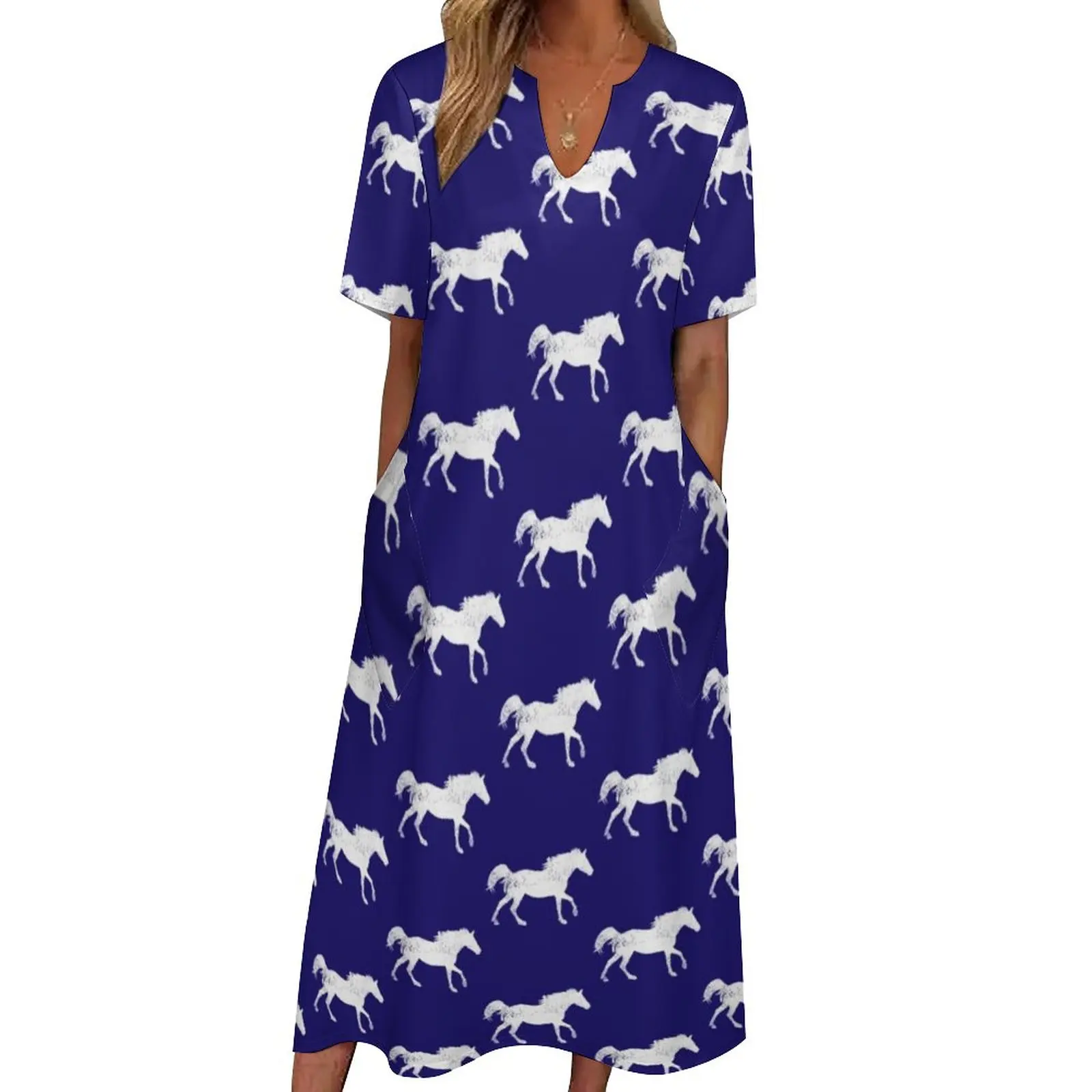 Abito Da Cavallo Al Galoppo Summer Running Horses Print Streetwear Boho Beach Abiti Lunghi Design Donna Modern Maxi Dress Big Size 5Xl