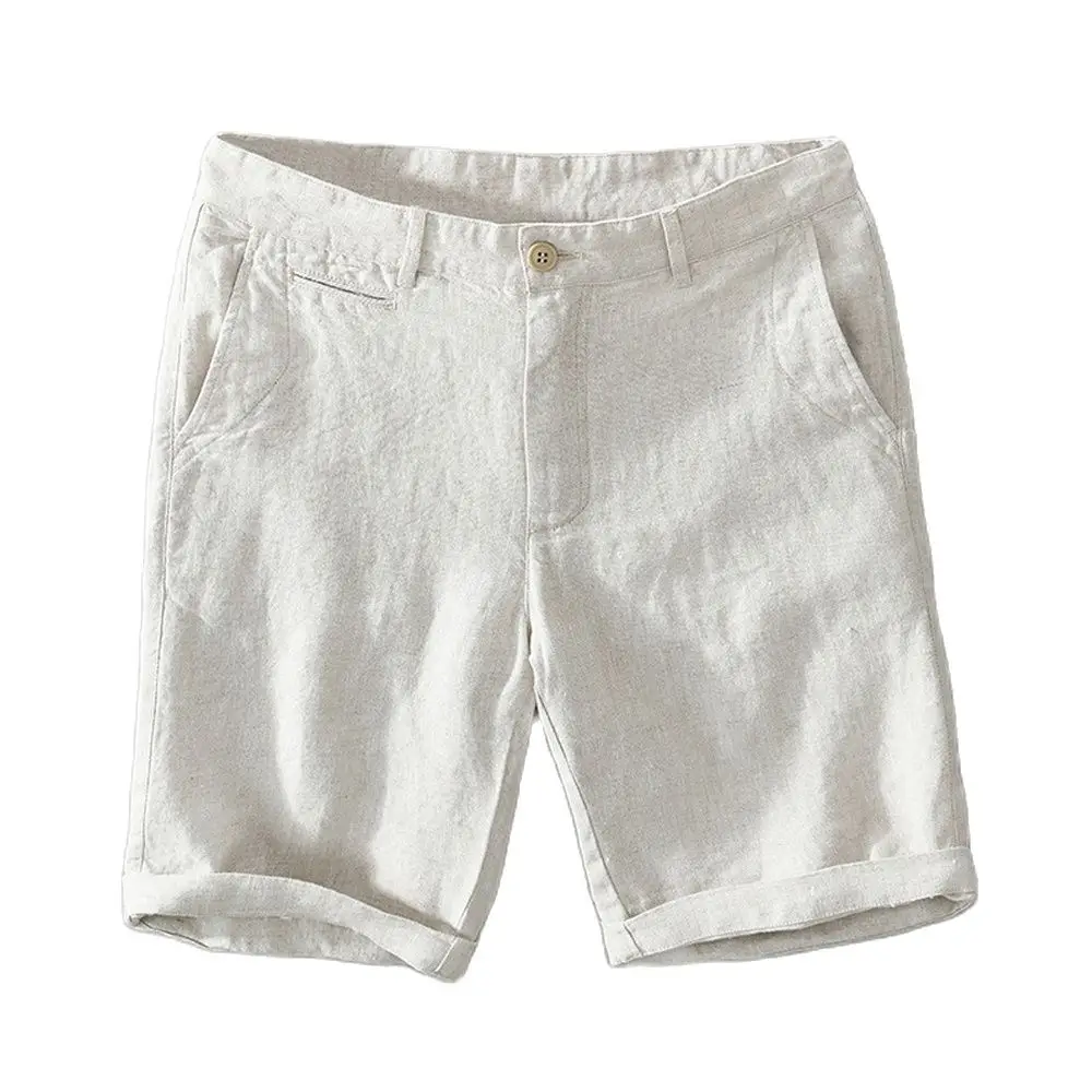 

Ladiguard Plus Size Men Casual Linen Shorts Harajuku 2023 Summer Beach Shorts Male Fashion ZIpper Pocket Short Pants Khaki Blue