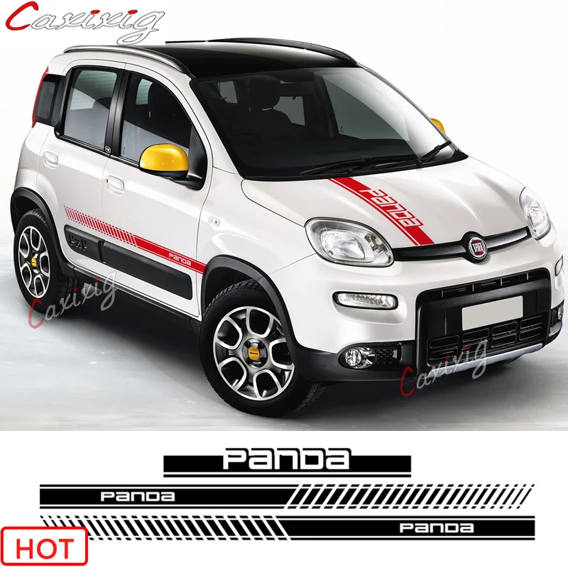 Car Body Door Side Skirt Decor Stickers Auto Bonnet Stripes Decal Per Fiat Panda Corss 4 X4 Off Raod Accessori Esterni
