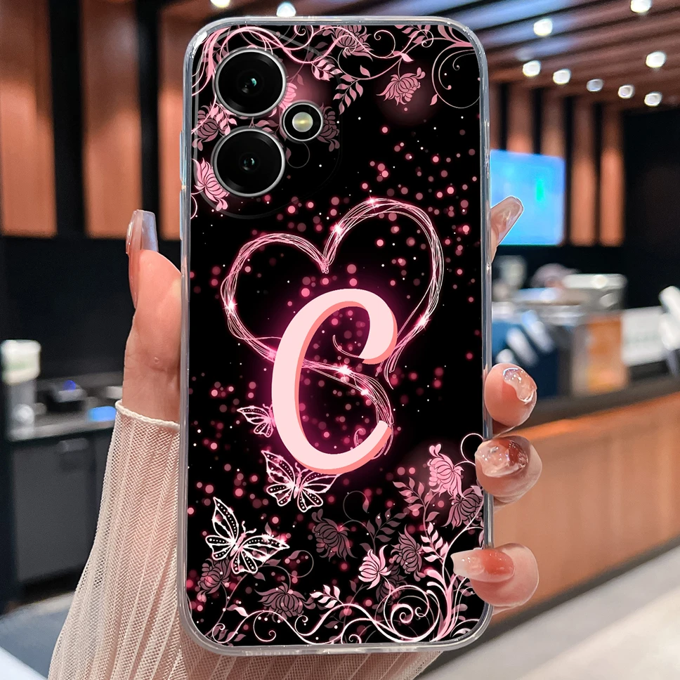 Luxury Letters Pattern Soft TPU Clear Silicone Anti-Drop Phone Case