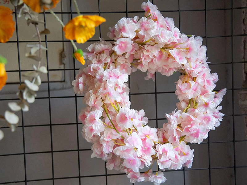 180 cm Künstliche Sakura-Blumenranke für Hochzeit, Garten, Hof, Bogen, Heimdekoration, Valentinstag, Brautdekoration, Kunstseide, Scrapbook-Pflanzen – Detail 7