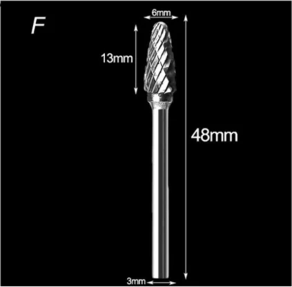 3mm Shank Drawing Tungsten Carbide Milling Cutter Rotary Tool Burr Double Diamond Cut Rotary Dremel Metal Wood Electric Grinding Milling Cutter F 1pc