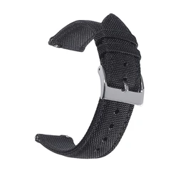 Deluxe Waterproof Sailcloth Strap - Durable Nylon Quick Release Sport Band - 22mm (Black)