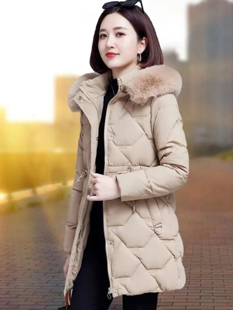 Women's Winter Cotton-padded Jacket Fluffy Big Fur Collar Hooded Loose Thick Bread Coat Cotton-padded Coat Winter Warm Loose Cotton Coat Jacket main image 1