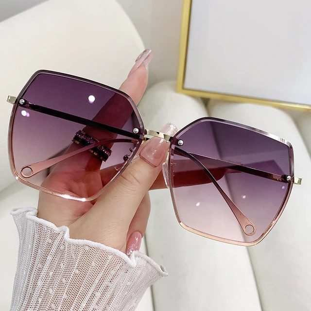 Fashion Luxury Brand Rimless Women Sunglasses For Men Vintage