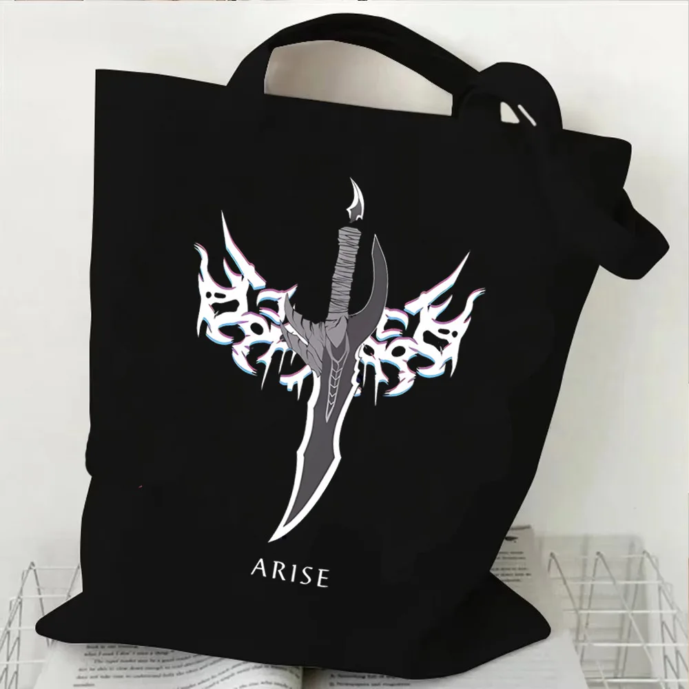 Japanische Anime Solo Leveling Einkaufstasche Sung Jinwoo Cartoon Canvas Einkaufstasche Öko-Tasche für Frauen Wiederverwendbare Handtaschen – Detail 2