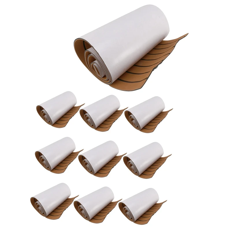 

10X Foam Teak Decking EVA Foam Marine Flooring Faux Boat Decking Sheet Accessories Marine Brown Black 450X2400x6mm