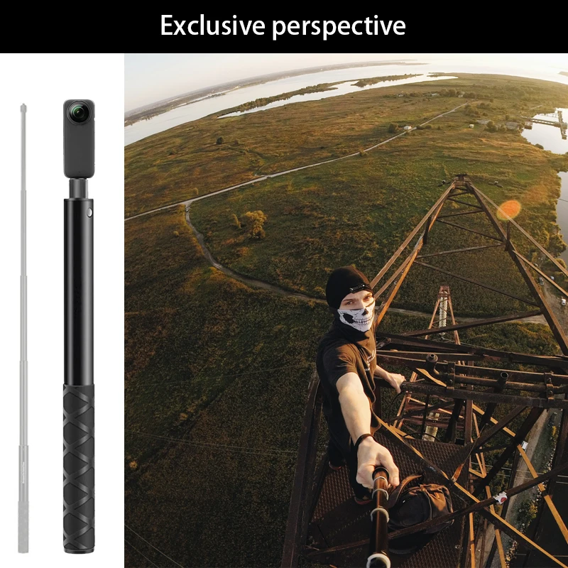 HONGDAK 3m Metal Invisible Extended Edition Selfie Stick Scalable Monopod for Insta360 X2 X3 Accessories For GoPro Stick Tripod