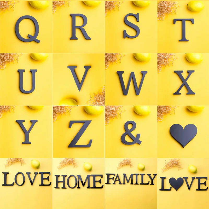 Black English Letters Mirror Wall Sticker Home Decoration Festival Party Wedding Decor Acrylic Art Mural Peel & Stick Wallpaper