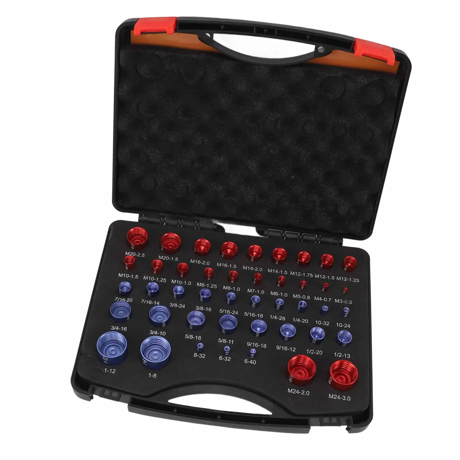Nut and Bolt Thread Checker Red Blue Nut and Bolt Size Gauge Inch Identifier Gauge Set 44pcs