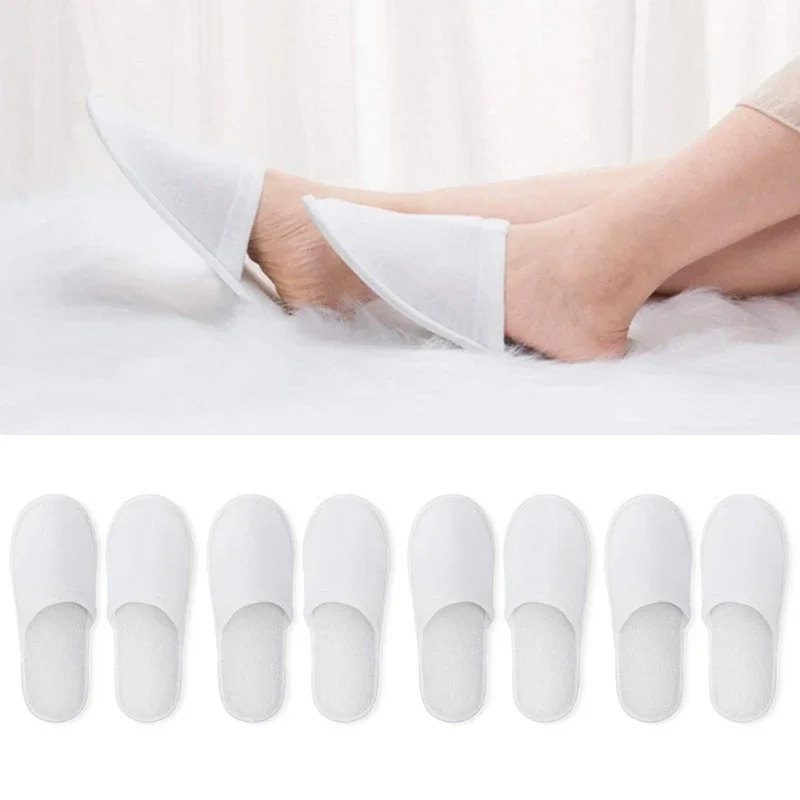 Disposable Slippers 10/20 Pairs Cotton SPA Slippers of Brushed Plush Closed-toe Home Guest Hospitality Shoes