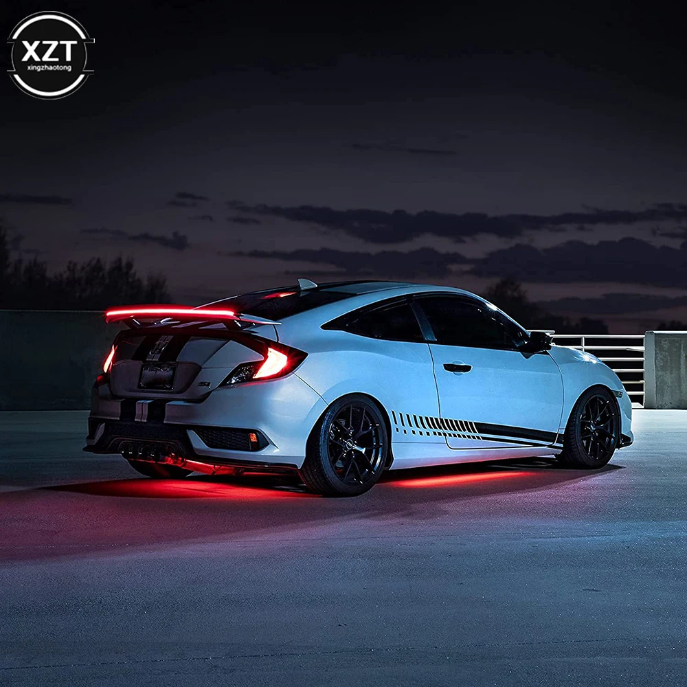 Baceyong LED Car Tail Brake Light Strip, Rear Roof Trunk Tail Spoiler Wing Lip Tail Signal Brake Light, 125cm(4 Ft) Length, Flexible Car Tail Light LED Strip, Carbon Fiber Black