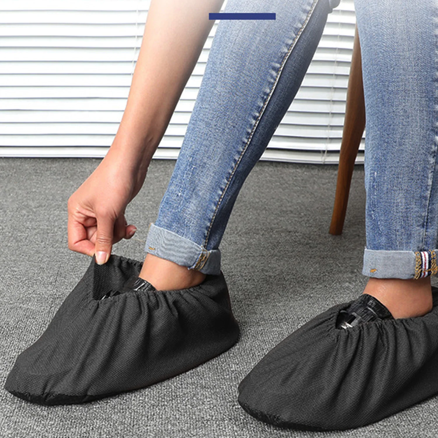 Black Shoe Covers Reusable Mesh Shoe Cover Adults EU 36-44 Household Thick Washable Shoes Covers Non-slip Guests Family Tools
