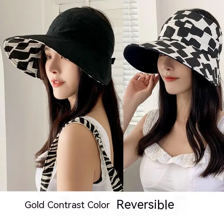 

Women Bucket Hats Cotton Wide Brim Double Side Wear Summer UV Protection Reversible Hat for Beach Hiking Garden Travel Outdoor