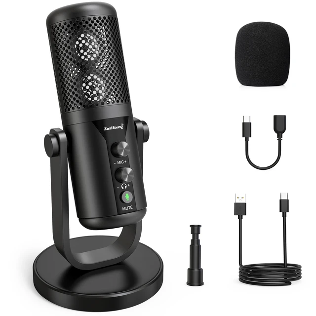 ZealSound USB Microphone Professional Condenser Mic For Streaming
