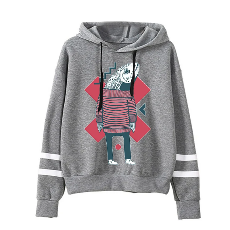 Autumn Winter Men's and Women's Hoodies Fun Print Casual Sweatshirt Designer Clothing Salty Fish Graphic Hoodies Y2K Streetwear