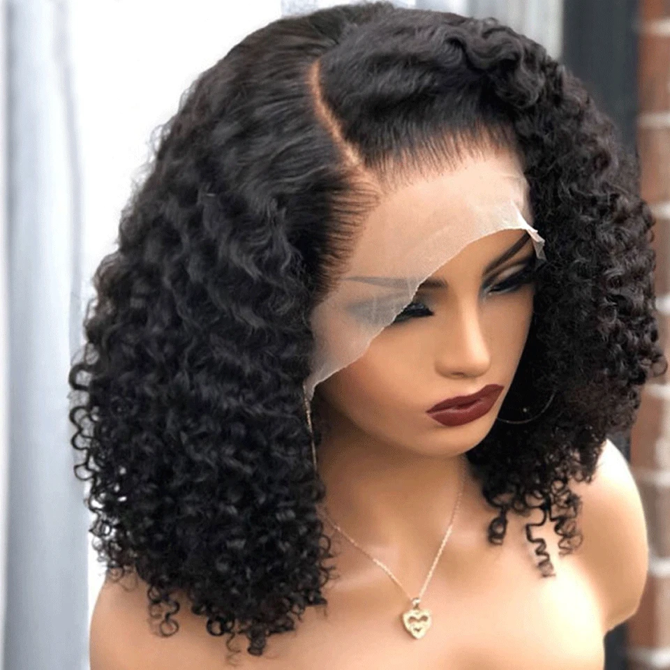 perruque cheveux humain, perruque bresillienne Perruque Bob Lace Wig brésilienne bouclée