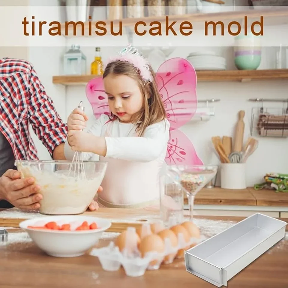 ZAMETTER Tiramisu Form 40x10cm - Edelstahl Backform Mit Abnehmbarem Deckel