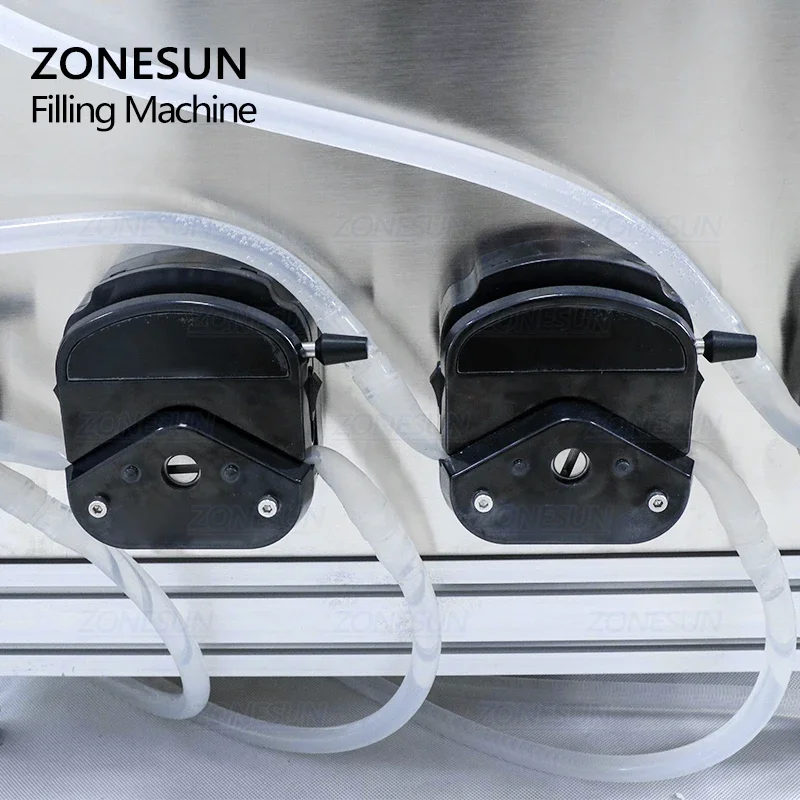Desktop Automatic 4 Heads Peristaltic Pump Liquid Filling Machine With Conveyor for Perfume Water Filler ZONESUN ZS-DTPP4B