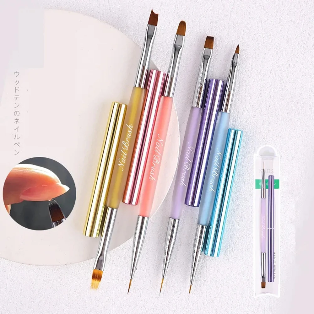 

1PC Double Head Crystal Handle Nail Brush French Liner Painting Brush 4 Styles Gel Pen Brush Crystal Nail Art Drawing Manicure