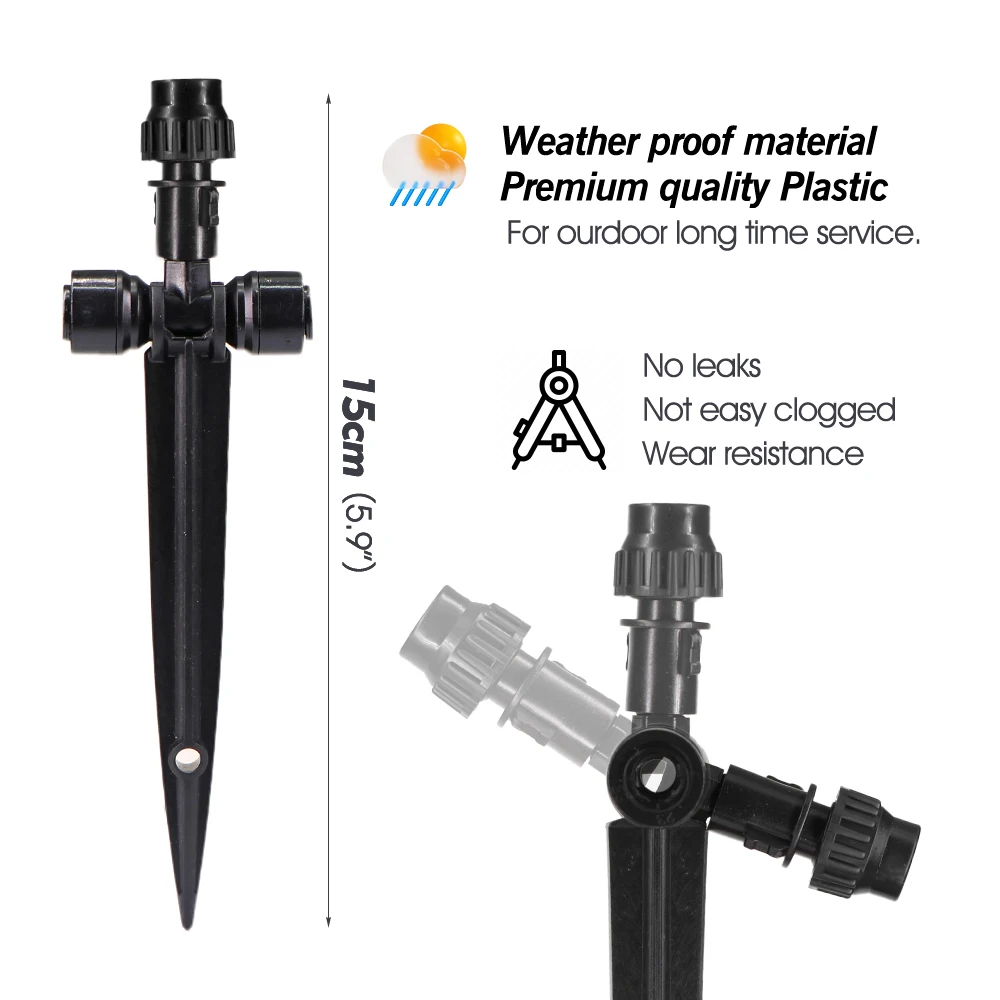 180&deg; Bend Misting Nozzles with Stake, Adjustable Sprinkler 1/4" Fine Atomization Sprayer, Quick Insert Slip Lock, Garden Irrigation, garden sprinkler, garden irrigation nozzle, drip irrigation sprinklers