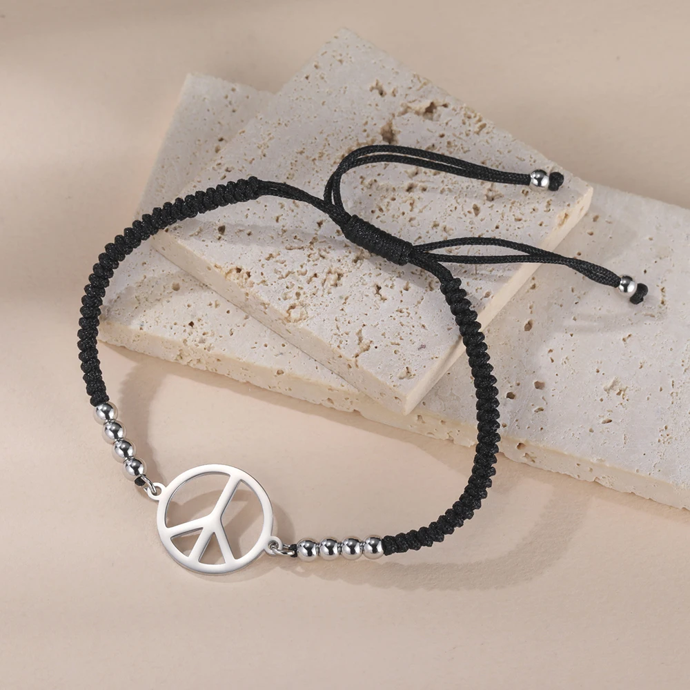 Dawapara Friedenszeichen-Armband, Fußkettchen für Damen und Herren, Liebes-Friedenszeichen-Symbol, minimalistischer Edelstahl-Paarschmuck – Detail 21