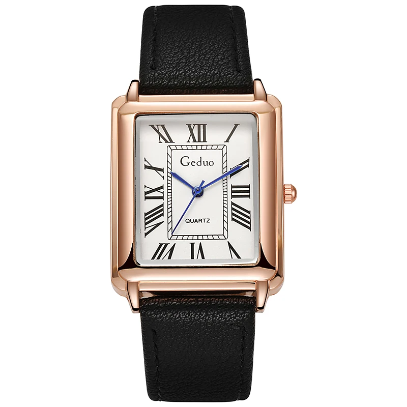 2023 New Fashion Designer Rectangle Dial Quartz Watch for Men Casual Leather Strap Luxury Business Wristwatch