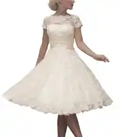 Abaowedding Women's Cocktail Dress Floral Lace Knee Length Short Formal Wedding Bridal Gown