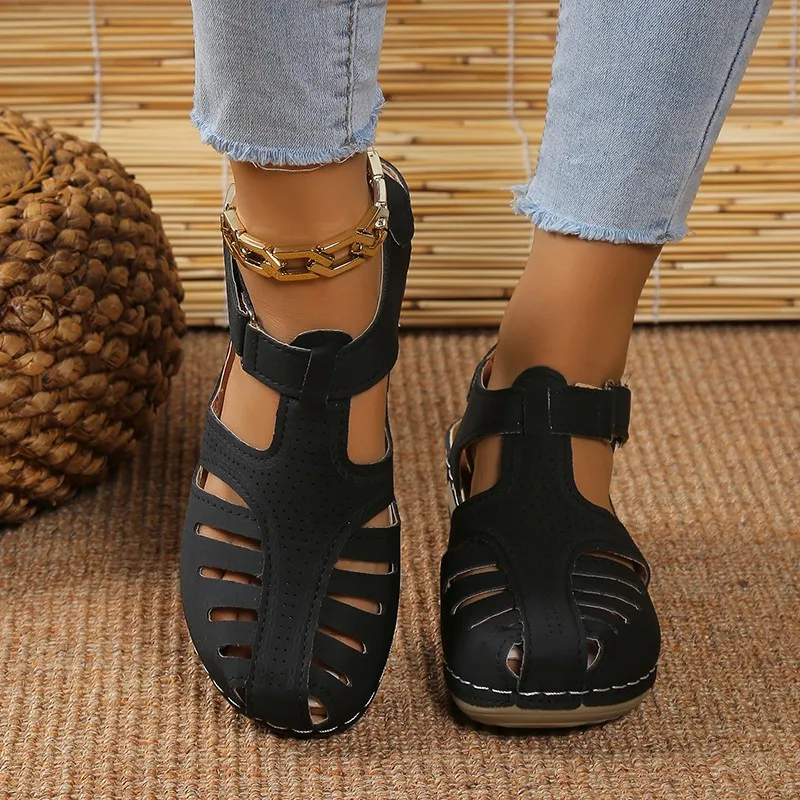 New Summer Women Wedge Sandals – Premium Orthopedic Open Toe, Anti-Slip Vintage Leather Casual Platform Retro Shoes Beach Footwear Sandals