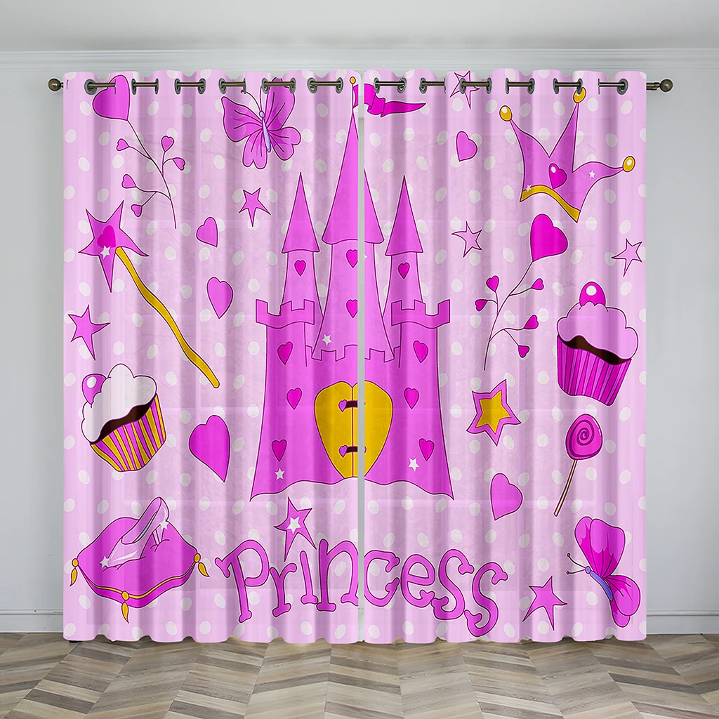 

Kids Curtains Pink Princess Room in Castle Girl's Makeup Candles Spiritual Atmosphere Living Room Bedroom Decor Drapes Cortinas