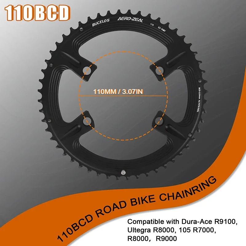 Ultralight Double Chainring for Road Bike 110BCD 50-34T 52-36T 53-39T Bicycle Cr