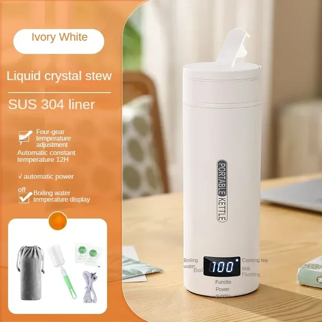 110/220V Portable Electric Tea Coffee Kettle Tea Coffee Kettle Travel Boil Water Stewable Keep Warm Smart Temperature Control 5
