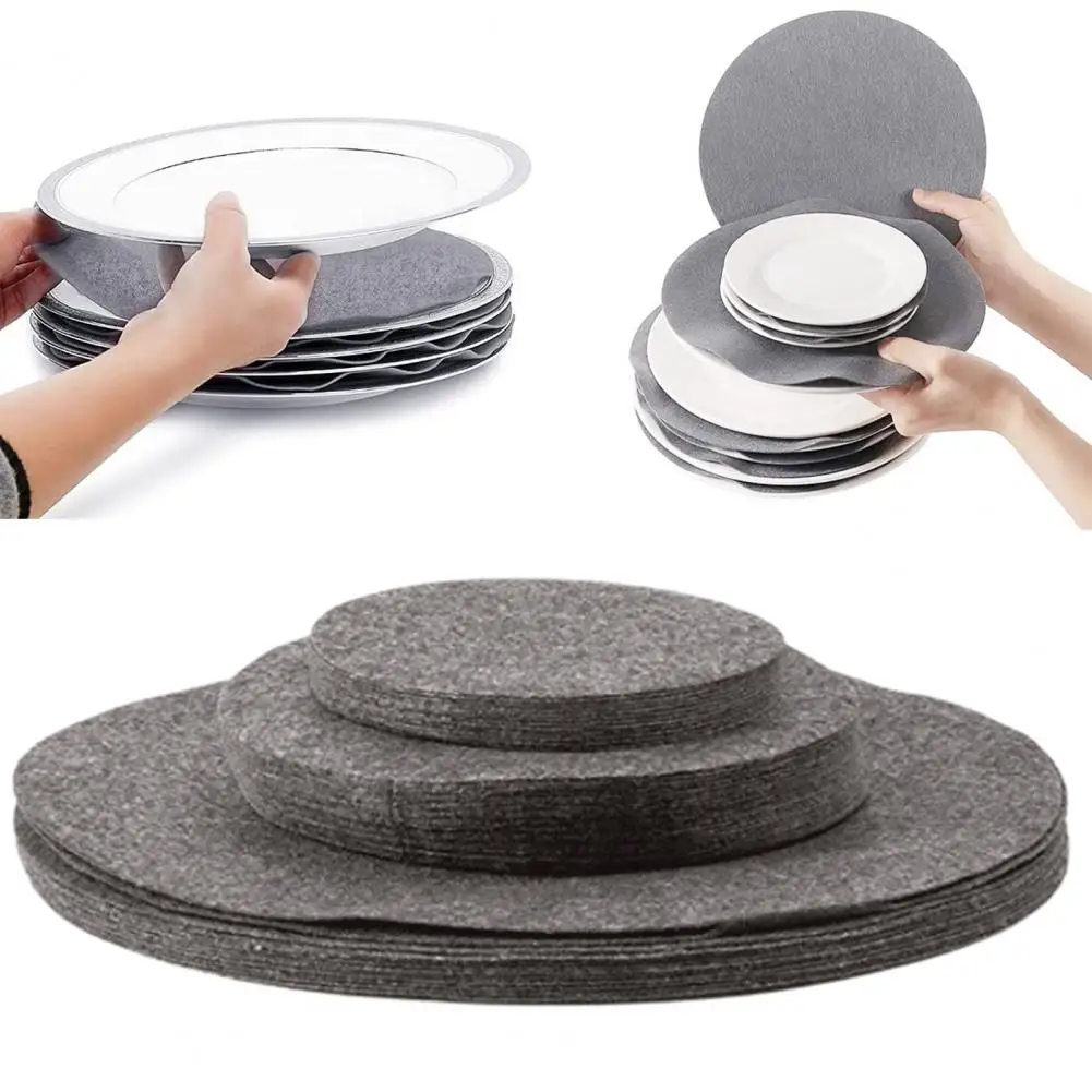 

Eco-friendly Plate Protector Protective Felt Plate Dividers 60pcs Set for Stackable Cookware China Dish Pan Thick Round