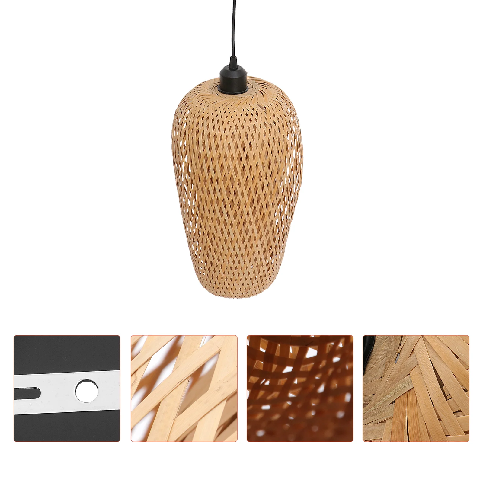 

Light Pendant Lamp Ceiling Woven Rustic Hanging Chandelier Farmhouse Led Weave Vintage Night Rattan Japanese Ball Dome Lantern