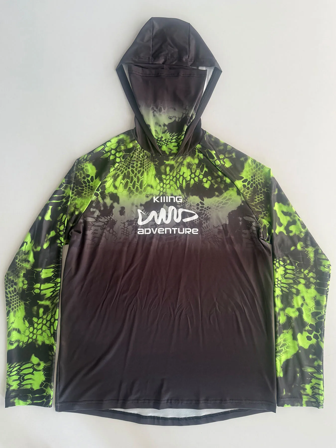 Kiiing Adventure Snake Pattern Camouflage Hooded Sunscreen Fishing Suit Outdoor Quick-drying Breathable Long Sleeve Mask Top