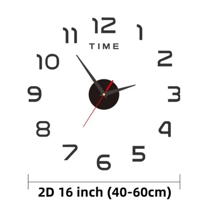 Modern Design Large Wall Clock 2D DIY Quartz Clock Fashion Watch Acrylic Mirror Stickers Living Room Home Decoration wall clock