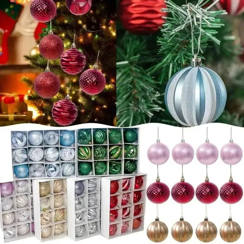 New 12pcs/set Christmas Tree Ornament 6cm Christmas Tree Hanging Ball Pendant Colorful Ball Ornament New Year Home Decoration