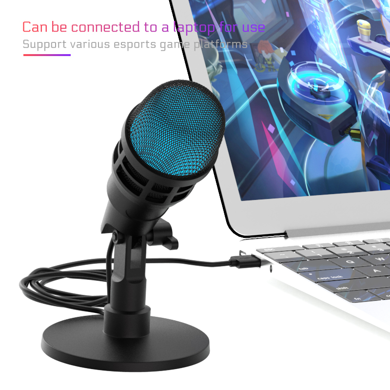 USB Condenser Microphone With RGB, Microphone For Podcasting, Laptop, Recording Streaming Games