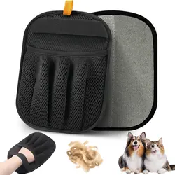 Pet Grooming & Massage Glove - Soft Hair Remover & Cleaning Brush - 1pcs (Black)