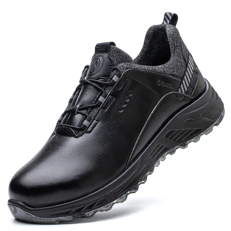 2023 Men's Turn Button Safety Shoes Anti-Puncture Work Sports Shoes Waterproof Leather Shoes Insulated Safety Boots Protection