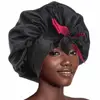Double-layer Satin Sleep Cap Fashion Adjustable Stretchy Tie Band Silky Satin Bonnet Curly Hair Elastic Hair Cap Sleeping 3