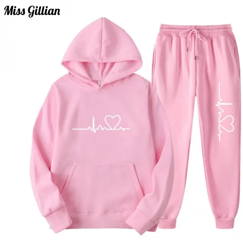 

Loose Style Sweatshirts Women Two Piece Hoodies Set 2023 Autumn Winter Fashion Long Sleeve Hooded Sports Tops Casual Tracksuit