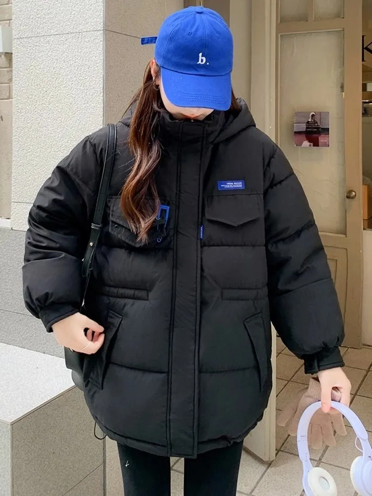 

Winter Jacket Women 2022 New Warm Thick Down Cotton Parka Mujer Casual Slim Black Overcoat Hooded Winter Coat Female Clothing