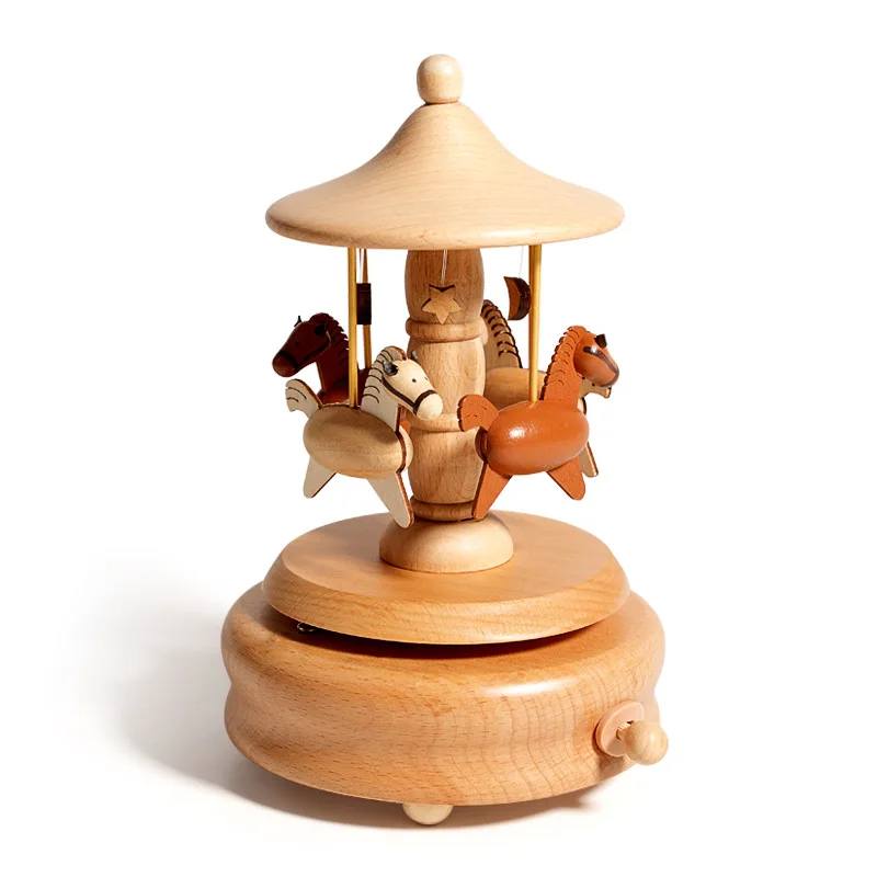 Wooden Handmade Music Box Carousel Toy for Kids