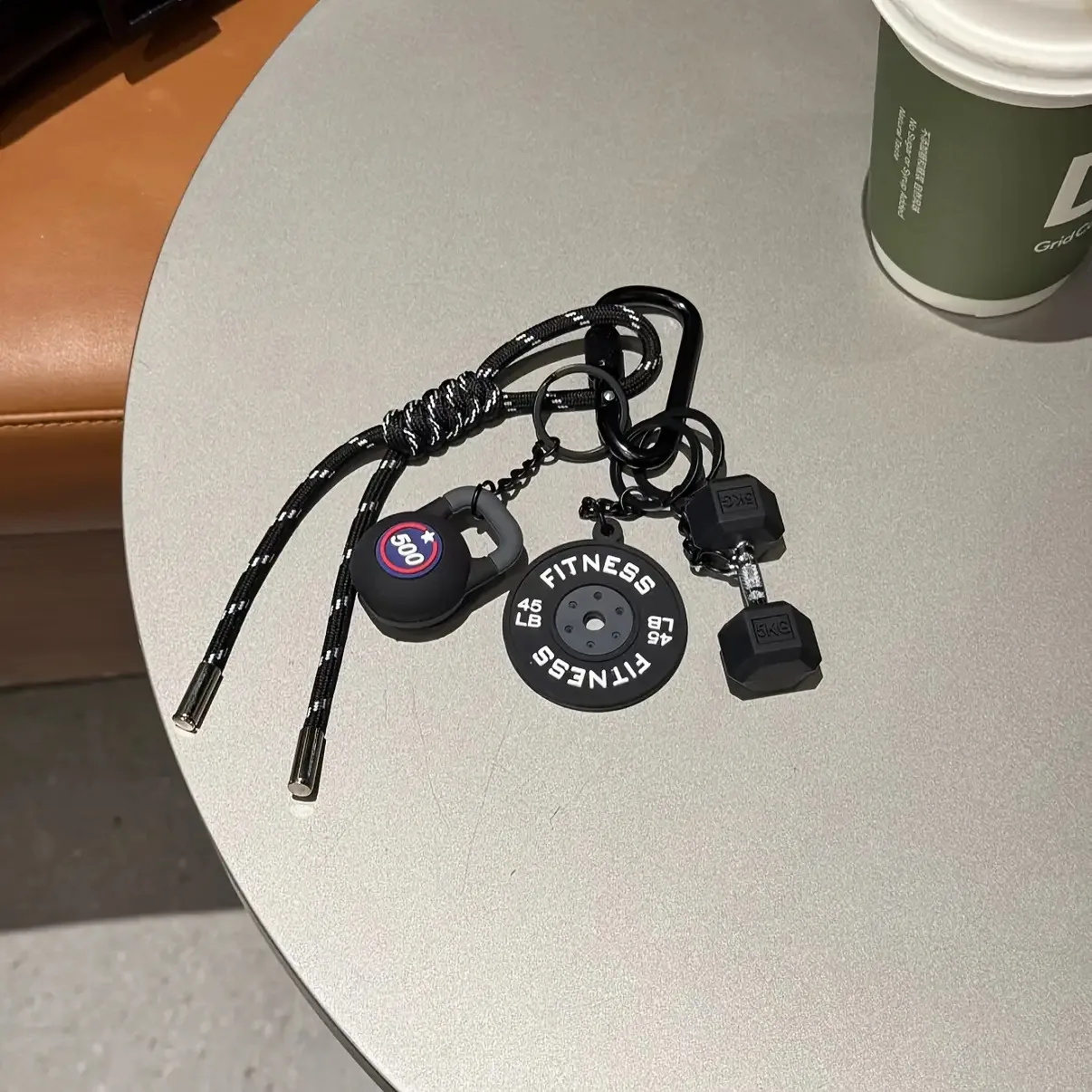 Dopamine Barbell Plates Keychain Kettlebell Water Cups Simulation Dumbbells Keyring INS Creative Fitness Series Pendant Gifts