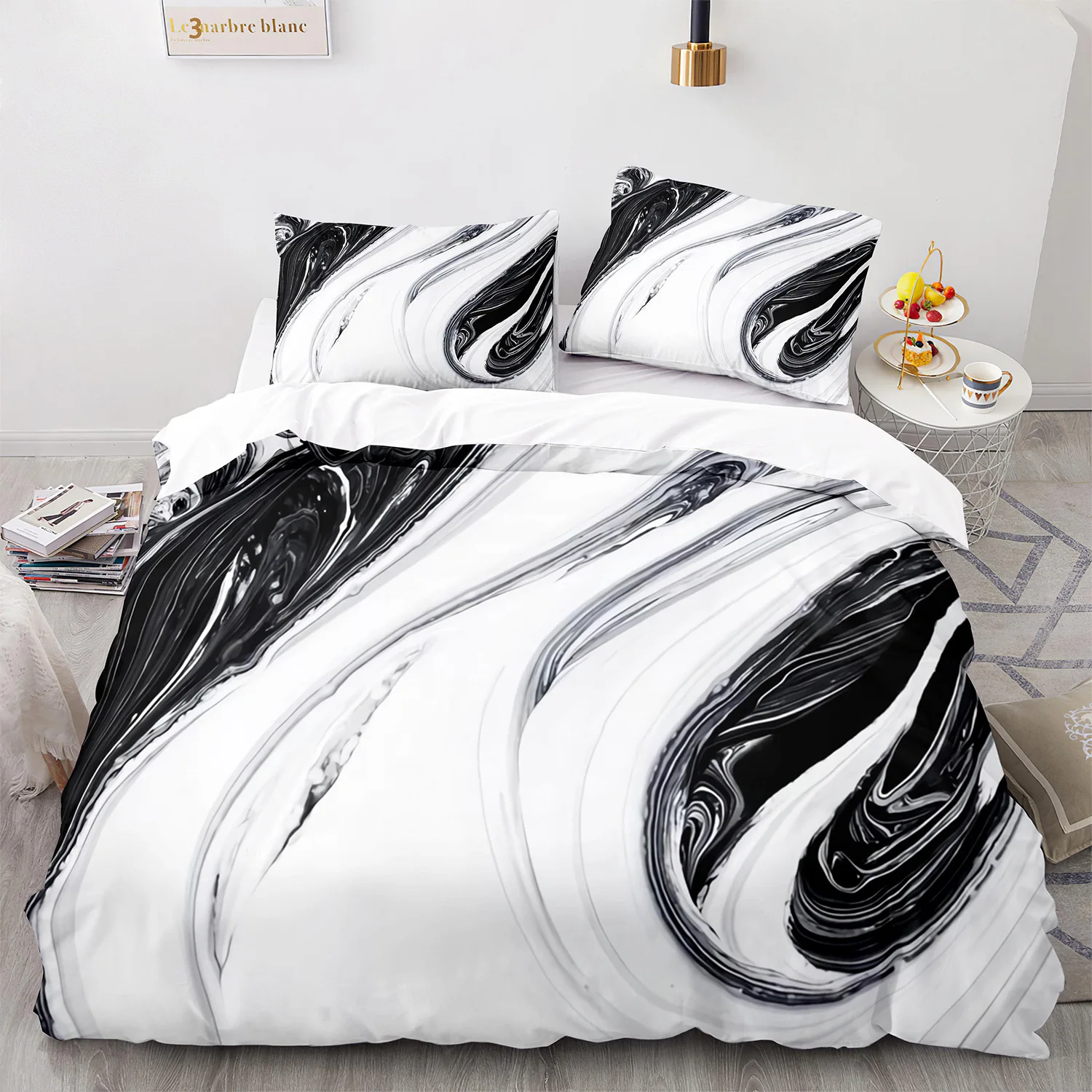 ClearloveWL Duvet Cover Set, Marble Printing Bedding Set Bedroom Soft  Double Bed Home Comfortable Duvet Cover Cover And Pillowcase (Color :  BDT0002, Size : EU Double-210x210cm) : : Home & Kitchen