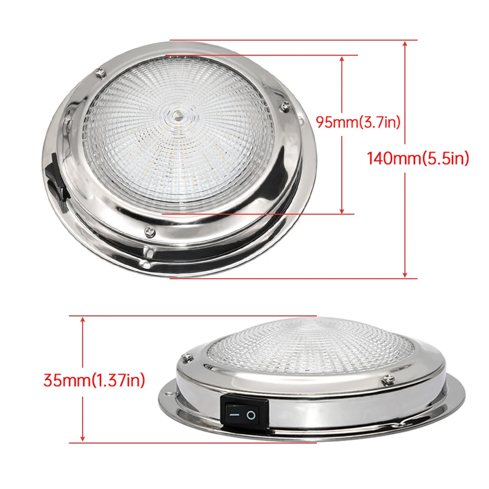 12V Stainless Steel LED Dome Light For Boat, RV, Or Cabin – 5.12" – 46 LED White Light 4 thumbnail image