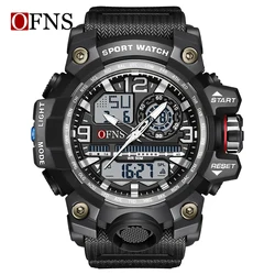 Enhanced Men's Waterproof Dual Display Quartz Sports Watch with Stopwatch Function (Black white)