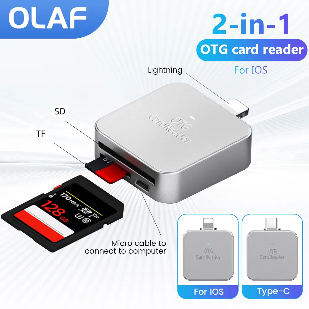 Olaf Iphone Tipo C Sd Tf Card Reader Adattatore Otg Memory Ligtning Card Reader Per Pc Macbook Iphone 14 13 12 Pro Ios 13 Sopra